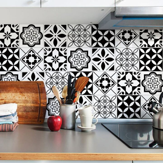 12Pcs Monochrome Tile Stickers