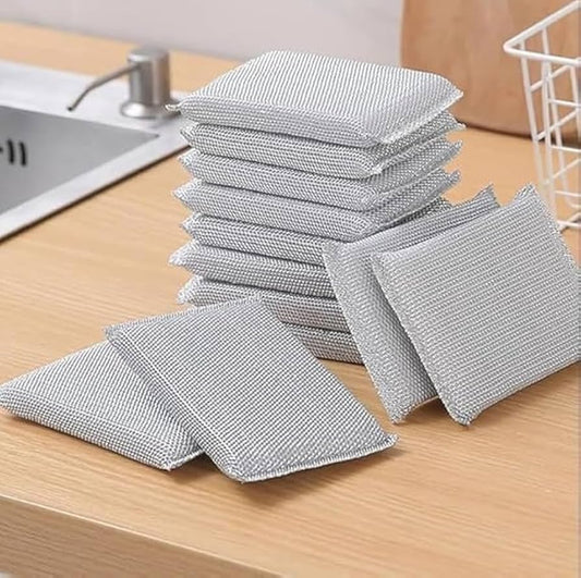 4Pcs Durable Steel Scrubber Sponges For Tough Grease