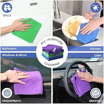 6PCS Reusable Multi Use Microfiber Cleaning Towels