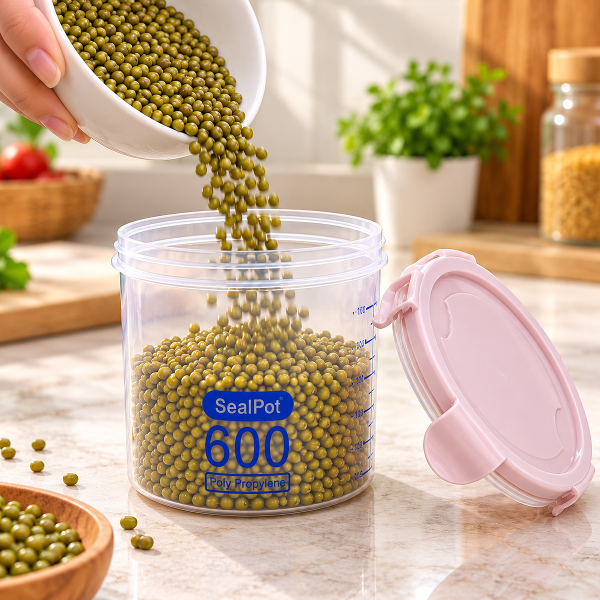 3 Piece Multipurpose Food Storage Pots 600ml