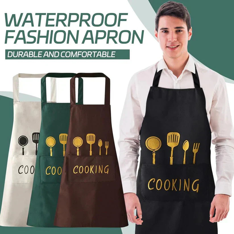 Waterproof Chef Cooking Apron With Pocket (Random Color)