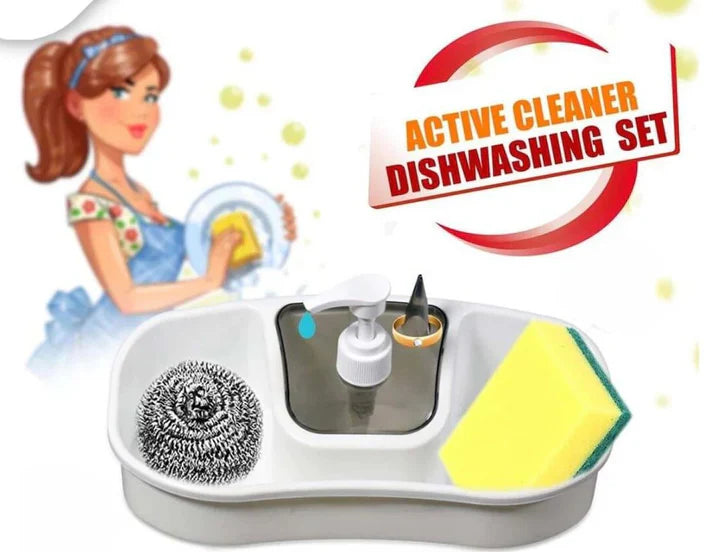 Kitchen Scrubber With Refillable Soap Handle