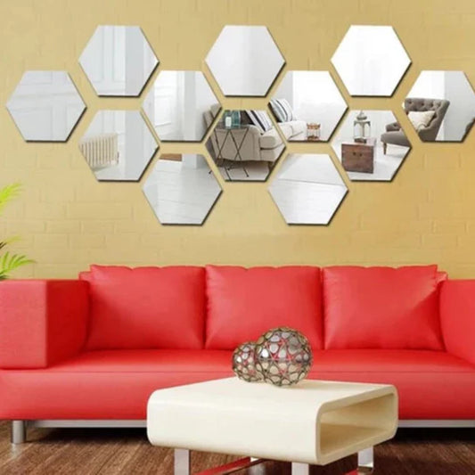 12 Pcs Crystal Hex Reflections Mirror Set (4x4)