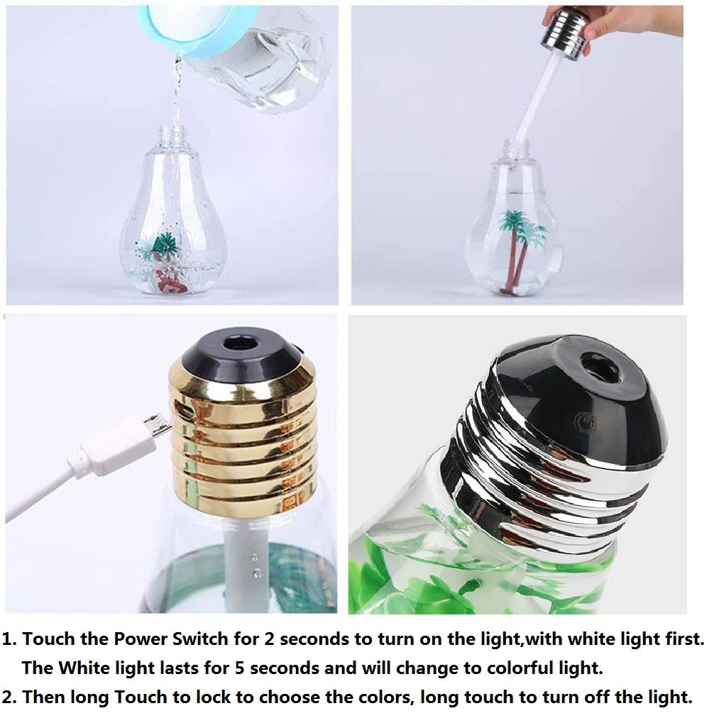 LED Bulb Soft Color Mist Humidifier, Home and Living