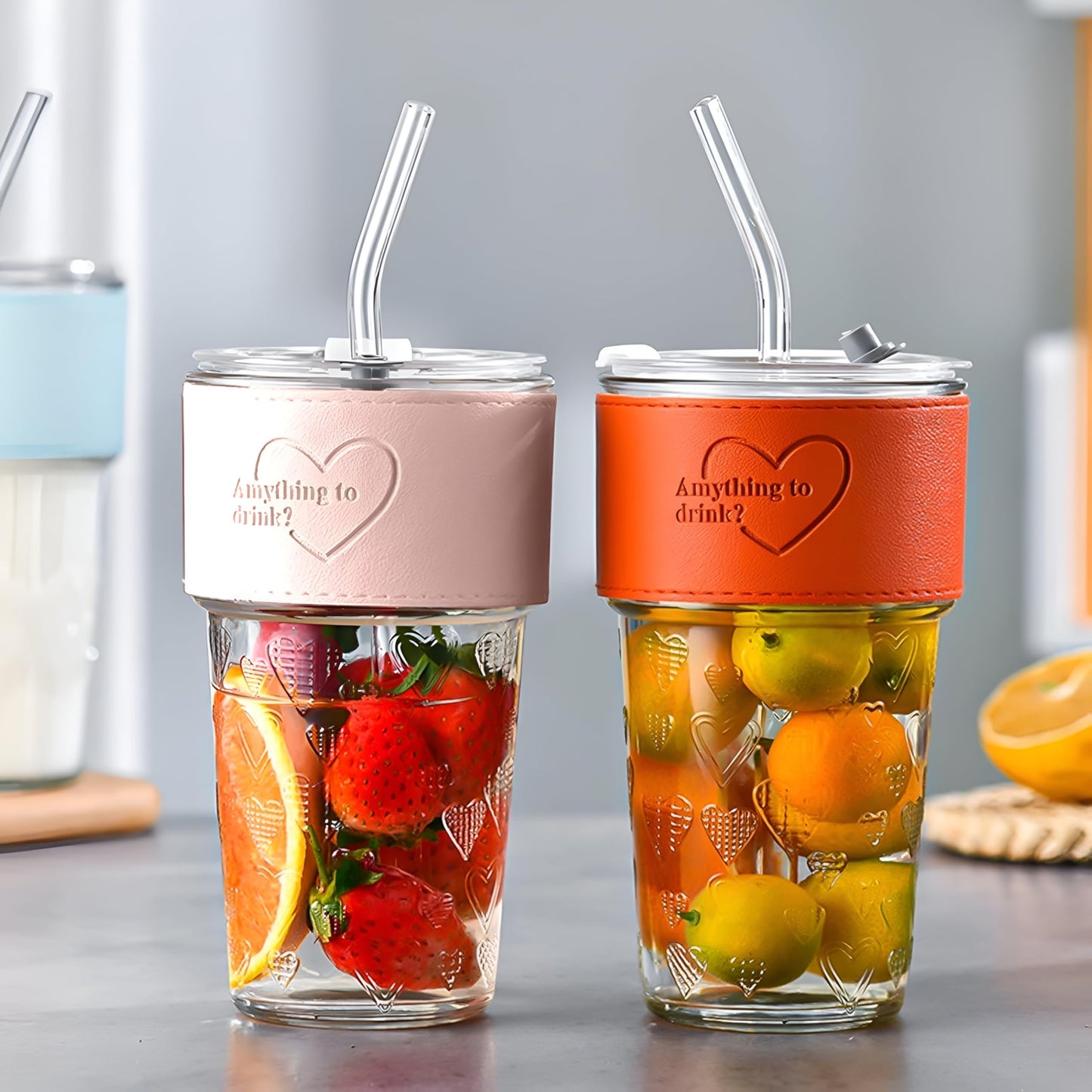 Leakproof 600ml Glass Drinking Cup