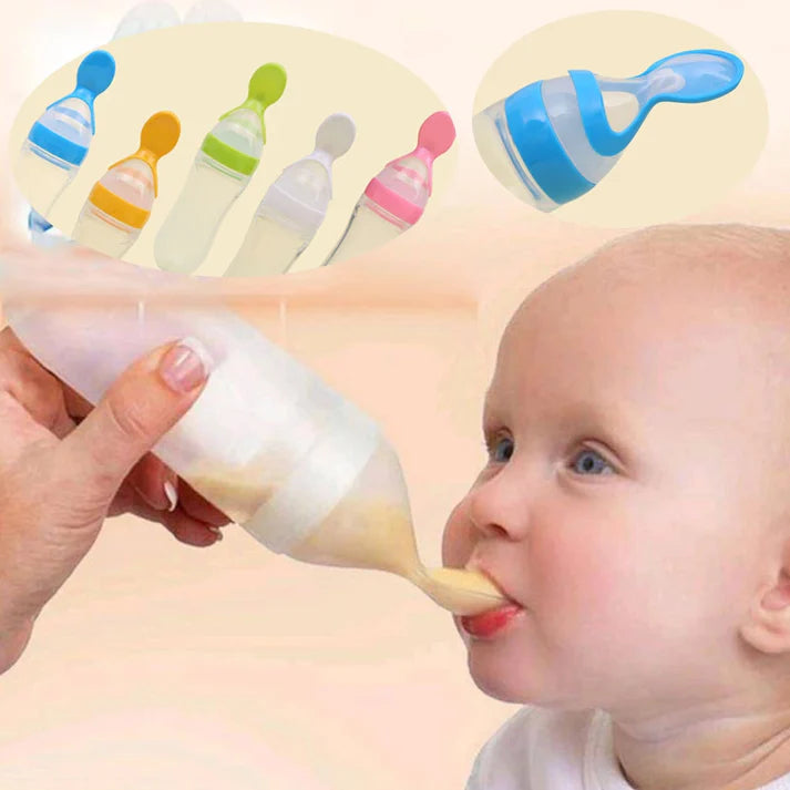 Silicone Baby Feeding Bottle With Spoon Feeder