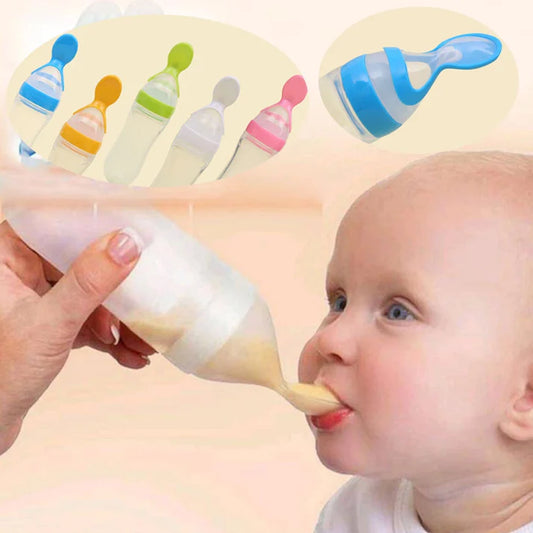 Silicone Baby Feeding Bottle With Spoon Feeder
