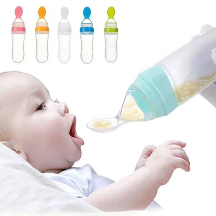 Silicone Baby Feeding Bottle With Spoon Feeder