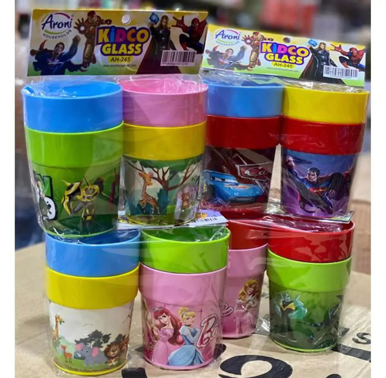 4-Piece Cartoon Glass Cup Set for Kids
