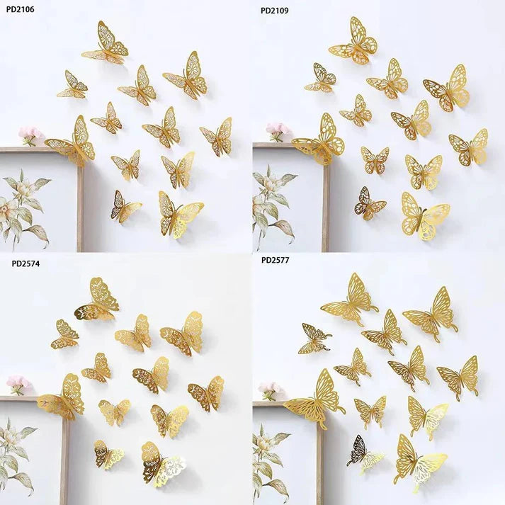 12 Gold Butterfly Decorative Stickers