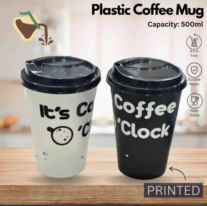 1 Pcs 500ML Printed Plastic Coffee Mug