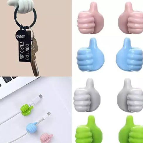 2Pcs Adhesive Thumb Hooks for Wall (Random Colors)