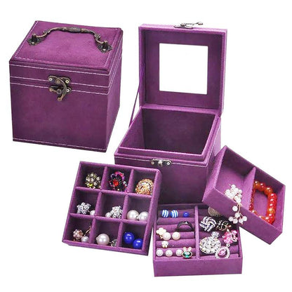 3 Layer Velvet Dressing Jewelry Case