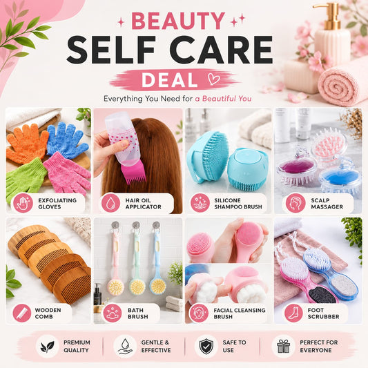 8 In 1 Self Care Deal ( Hair Care+ Facial Cleansing +Body Exfoliation & Foot Care Accessories)