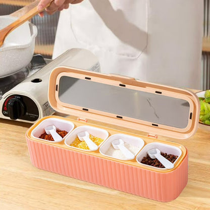 4-in-1 Kitchen Seasoning Storage Box with Spoon