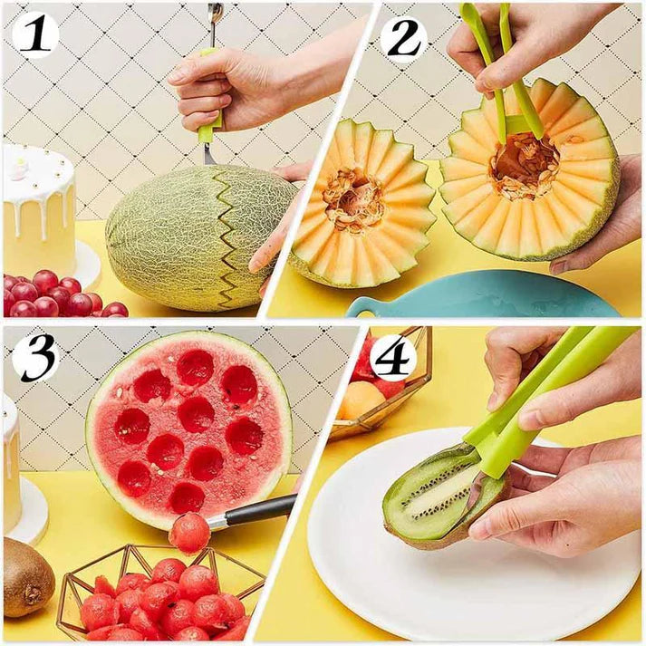 4 Piece Stainless Steel Fruit Cutting Tool Set