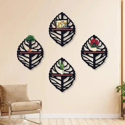 4Pcs Oval Leaf Shelf