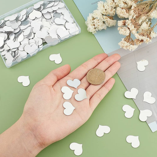 50 Pcs Silver Glim Heart Shaped Mirror Stickers (1 Inch)