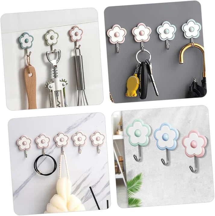 5-Piece Decorative Flower Wall Hooks
