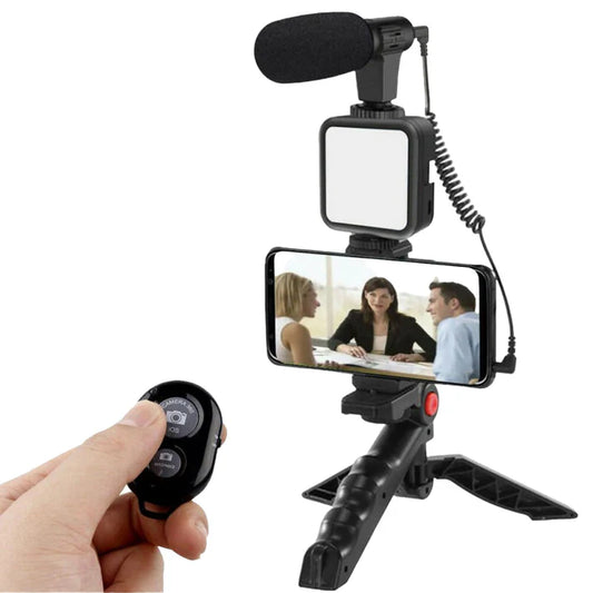 Vlogging Essentials Kit With Microphone & LED Light