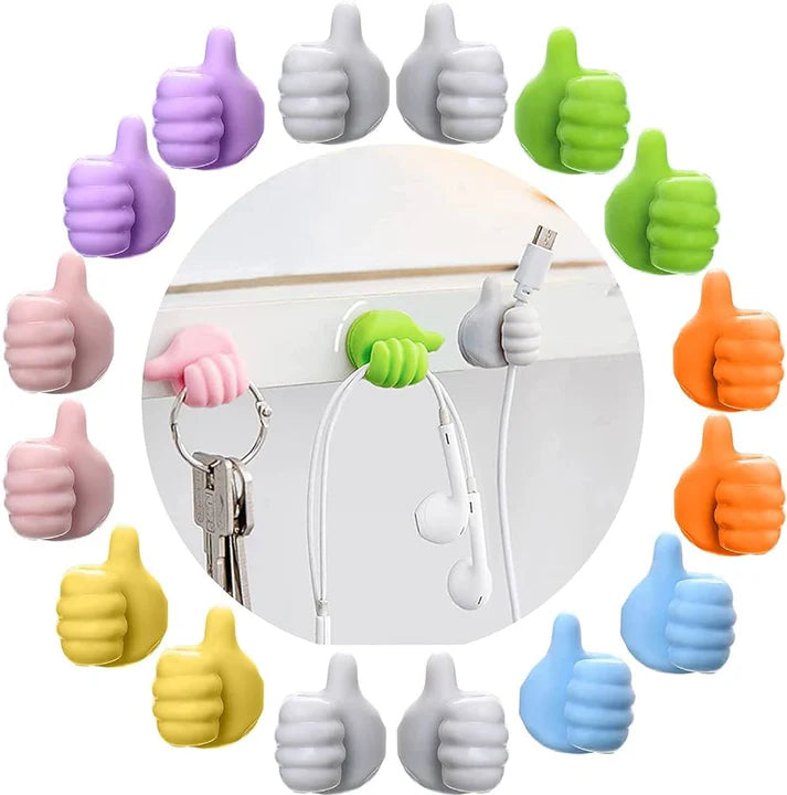 2Pcs Adhesive Thumb Hooks for Wall (Random Colors)
