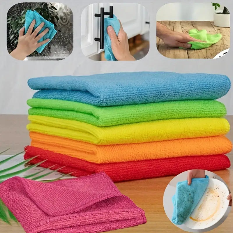 6PCS Reusable Multi Use Microfiber Cleaning Towels
