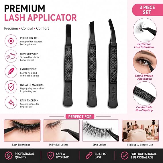 3 Piece Eyelash Applicator Set Makeup & Beauty Tools