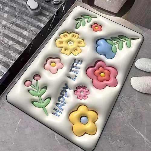 3D Floral Non-Slip Door Mat (Random Design)