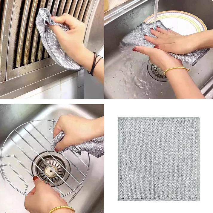 3-Piece Silver Wire Dish Scrub Cloths