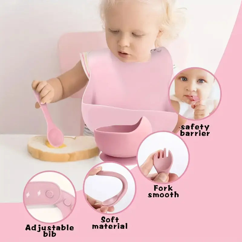 8PCS All In One Food-Grade Silicone Toddler Feeding Set