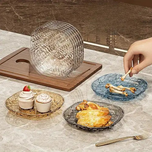 8Pcs Transparent Plates, Kitchen Accessories 