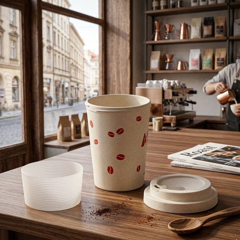 Bamboo Travel Coffee Cup With Tight Silicone Seal
