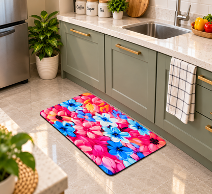 Beautiful Flower Design Floor Mat – Colorful Anti-Slip Mat for Entryway & Bedroom
