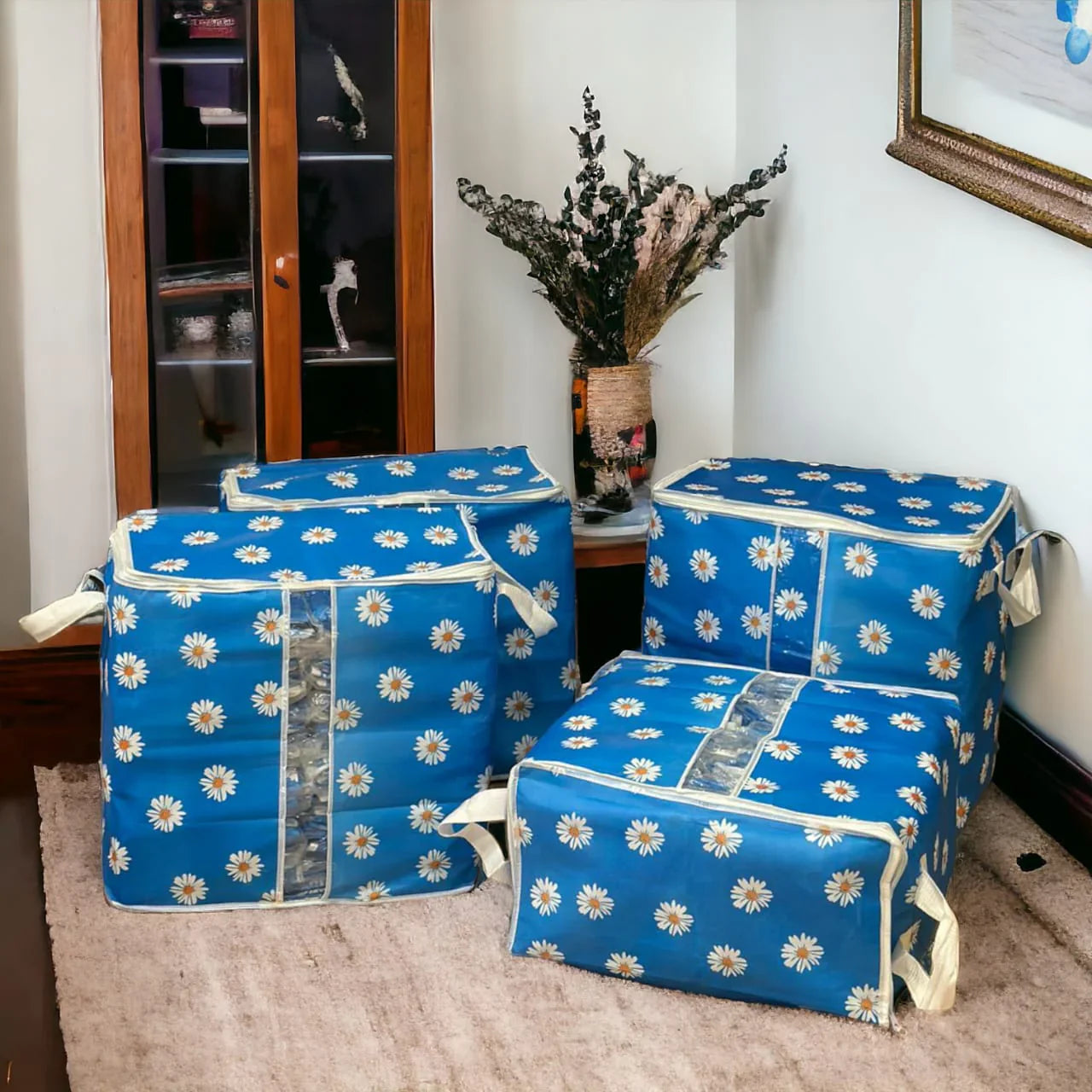 Blue Flower Printed Storage Bag, Stoarge bag 