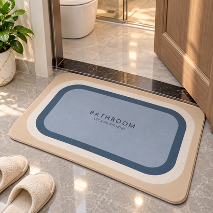 Blue & Grey Bathroom Mat Modern Bath Floor Rug (22x15Inch)