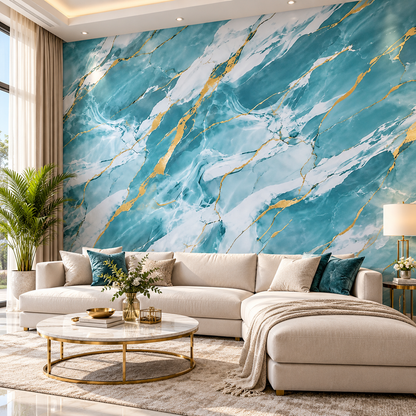 Blue Marble Contact Paper Roll – Decorative Self-Adhesive Wallpaper