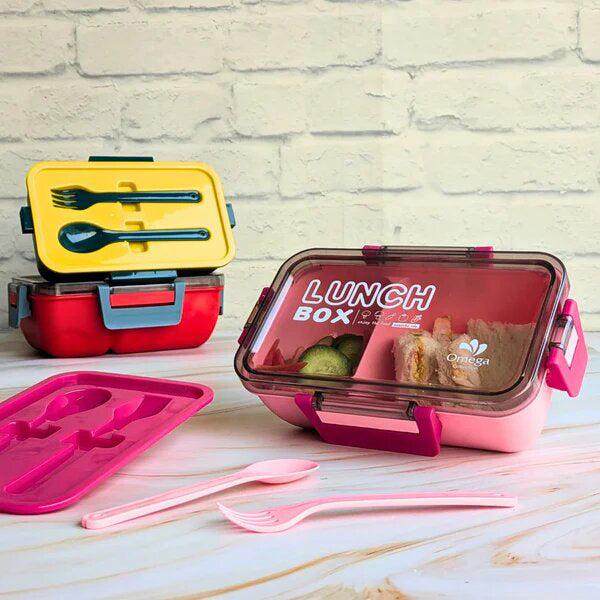 Fresh Keeping Lunch Box (Dual Compartments + Cutlery)2