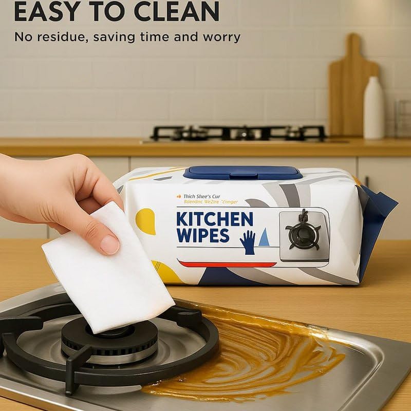 Heavy-Duty Oil & Grease Removal Kitchen Wet Wipes (40PCS)