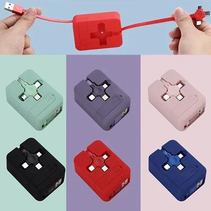 3 In 1 Retractable Charger Compact Multi Device Charging Box