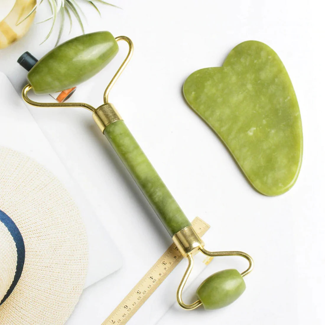 Facial Roller & Gua Sha Set – Jade Stone Skin Tools