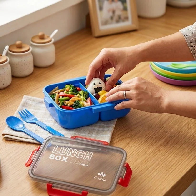 Fresh Keeping Lunch Box (Dual Compartments + Cutlery)