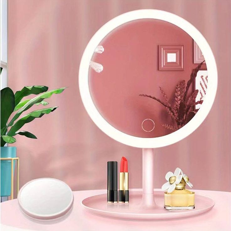 Lighted Makeup Mirror with Adjustable Brightness