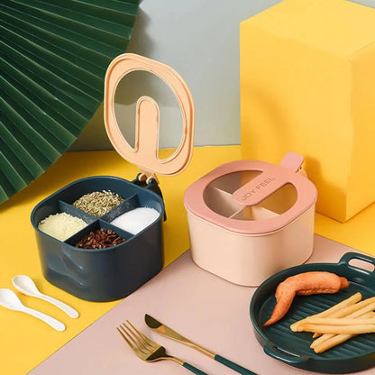 Multi-Compartment 4 In 1 KitchenSpiceBox, Kitchen Accessories 