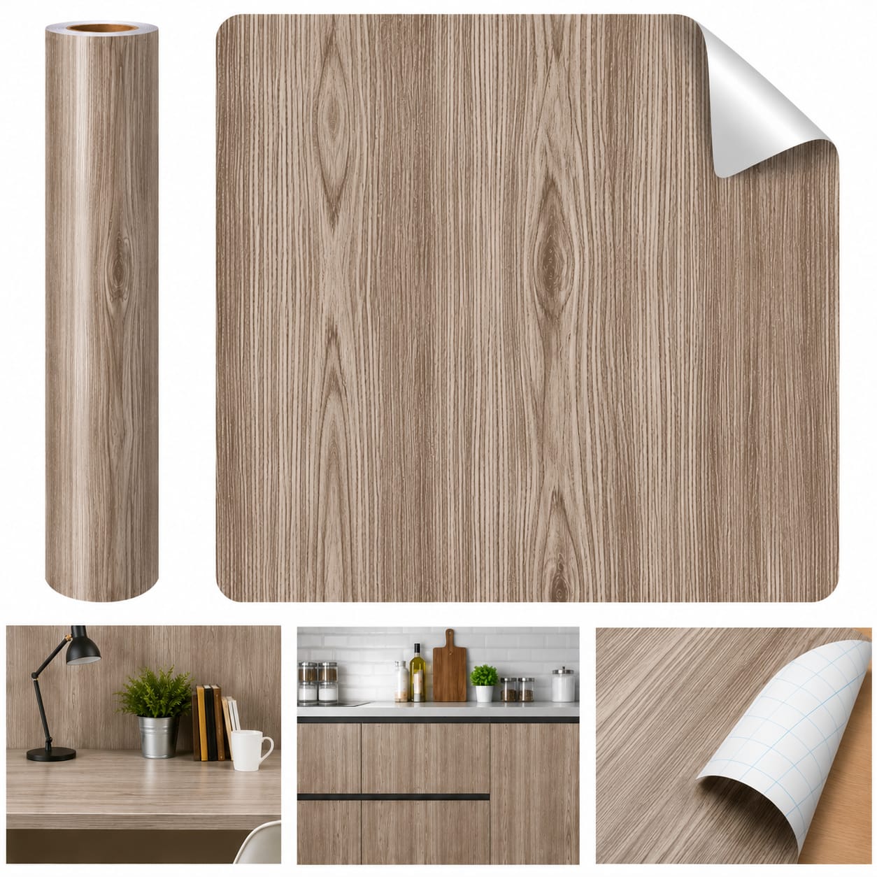 Natural Wood Grain Self Adhesive Wallpaper (60x200cm)