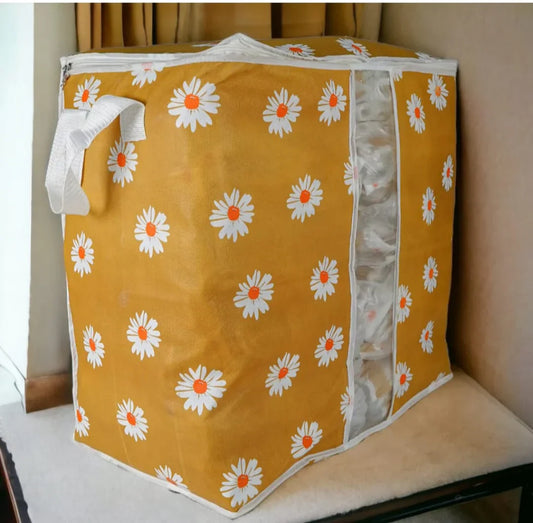 Orange Flower Printed Storage Bag, Storage bag 