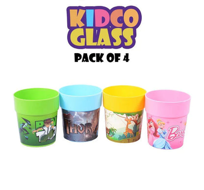 4-Piece Cartoon Glass Cup Set for Kids