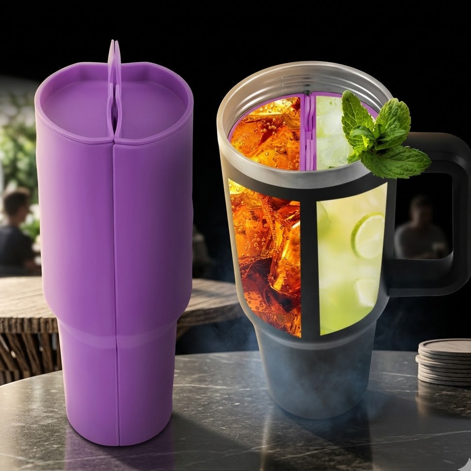 Portable Multi Section Silicone Mug With Dividers