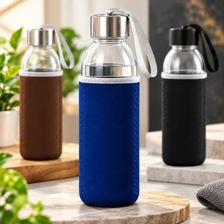 Glass Water Bottle With Protective Sleeve Reusable Drinking Bottle