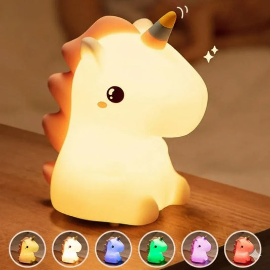 Safe Touch Silicone Unicorn Night Light Lamp, Home and Living 