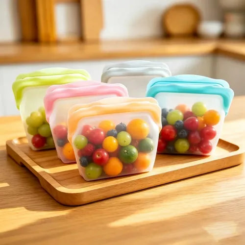 Silicone Food Storage Pouches – Reusable Kitchen Organization Bags